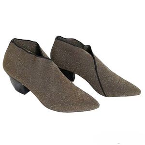 WALTER STEIGER Elastic Gold Tone Metallic Bootie Womens Size 6B Mobwife Cocktail